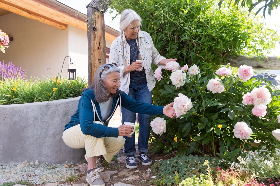 seniors gardening together